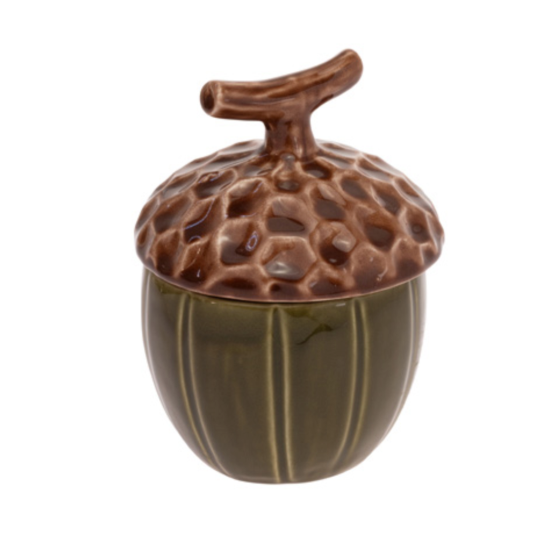 BOSTON INTERNATIONAL Olive Green Acorn Covered Jar