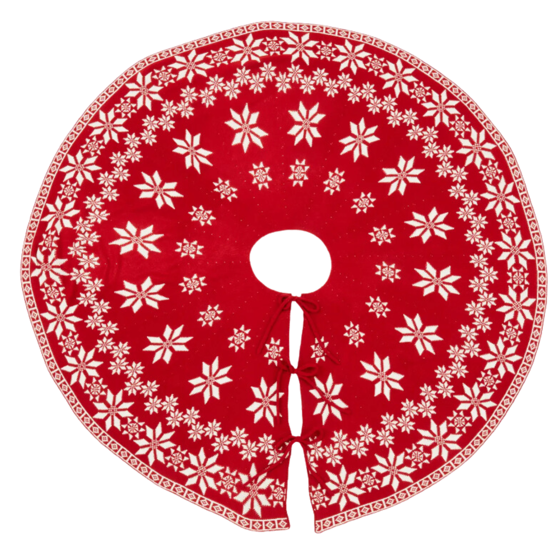 SARO Dual Sided Festive Knit Tree Skirt