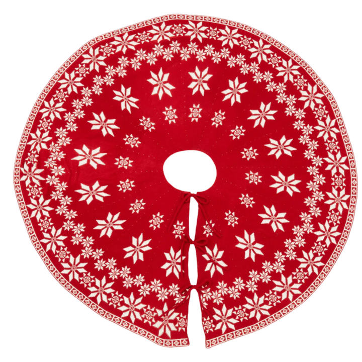 SARO Dual Sided Festive Knit Tree Skirt