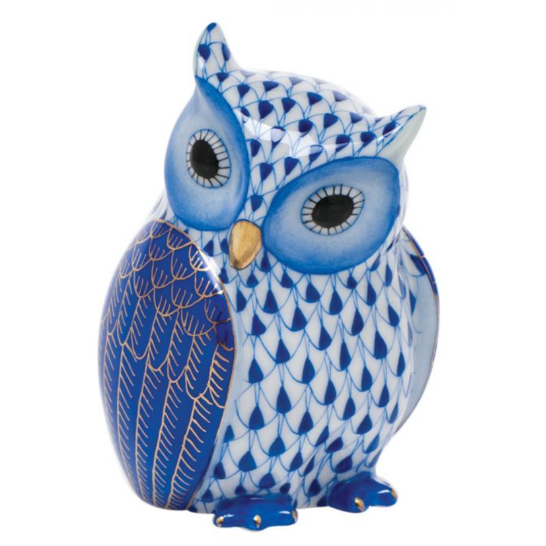 HEREND Mother Owl SAPPHIRE