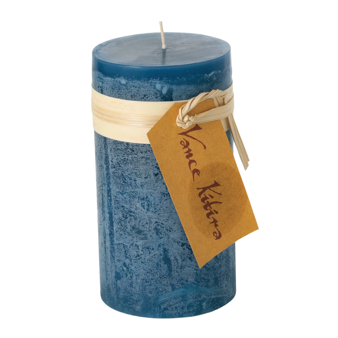 VANCE KITIRA Blue Timber Pillar Candle