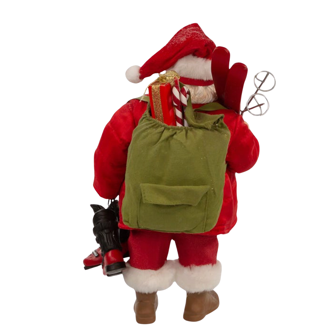 KURT ADLER Fabulous Santa Skier With Backpack