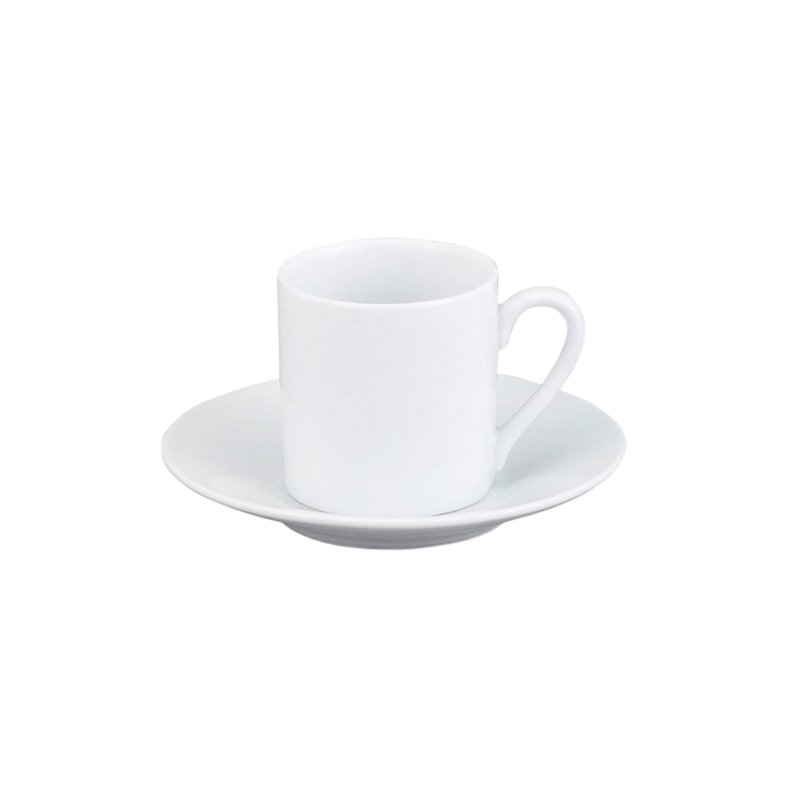 WHITE DEMI CUP AND SAUCER