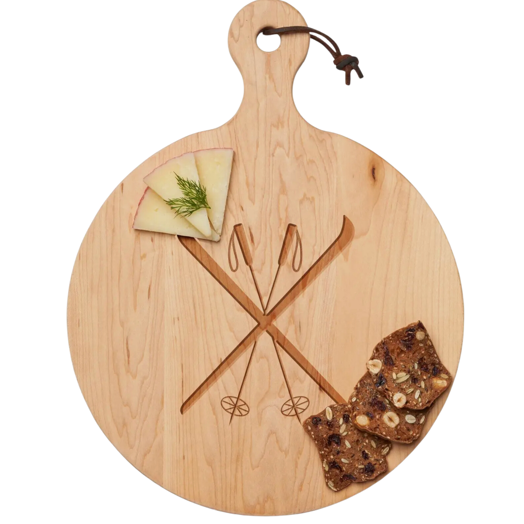 SOPHISTIPLATE Artisan Maple Round Board With Skis