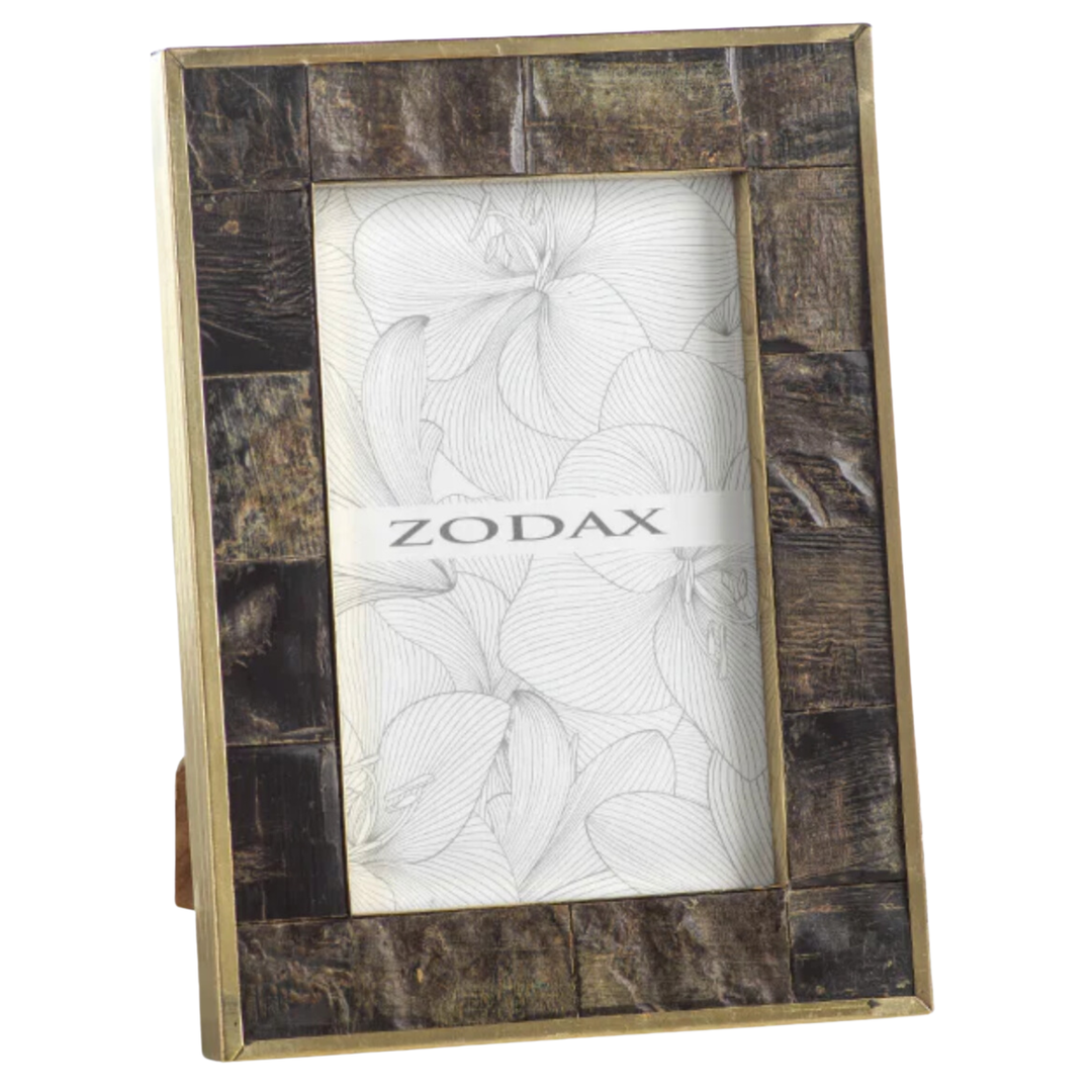 ZODAX Natural Horn Small Frame With Brass Trim