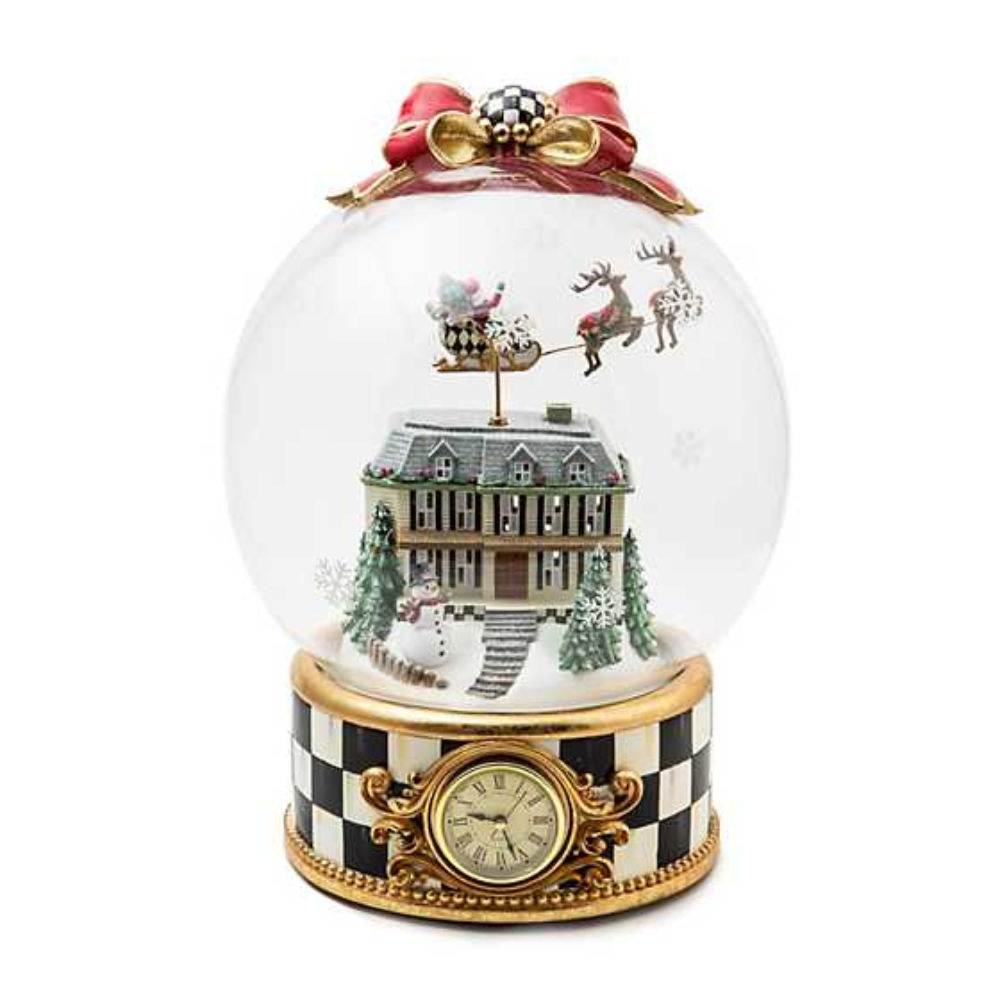 MACKENZIE CHILDS Christmas Magie Snowglobe Clock