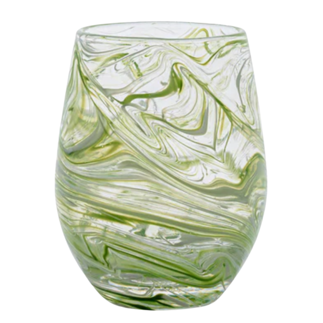 JULISKA Puro Marbled Green Stemless Wine Glass Default Title