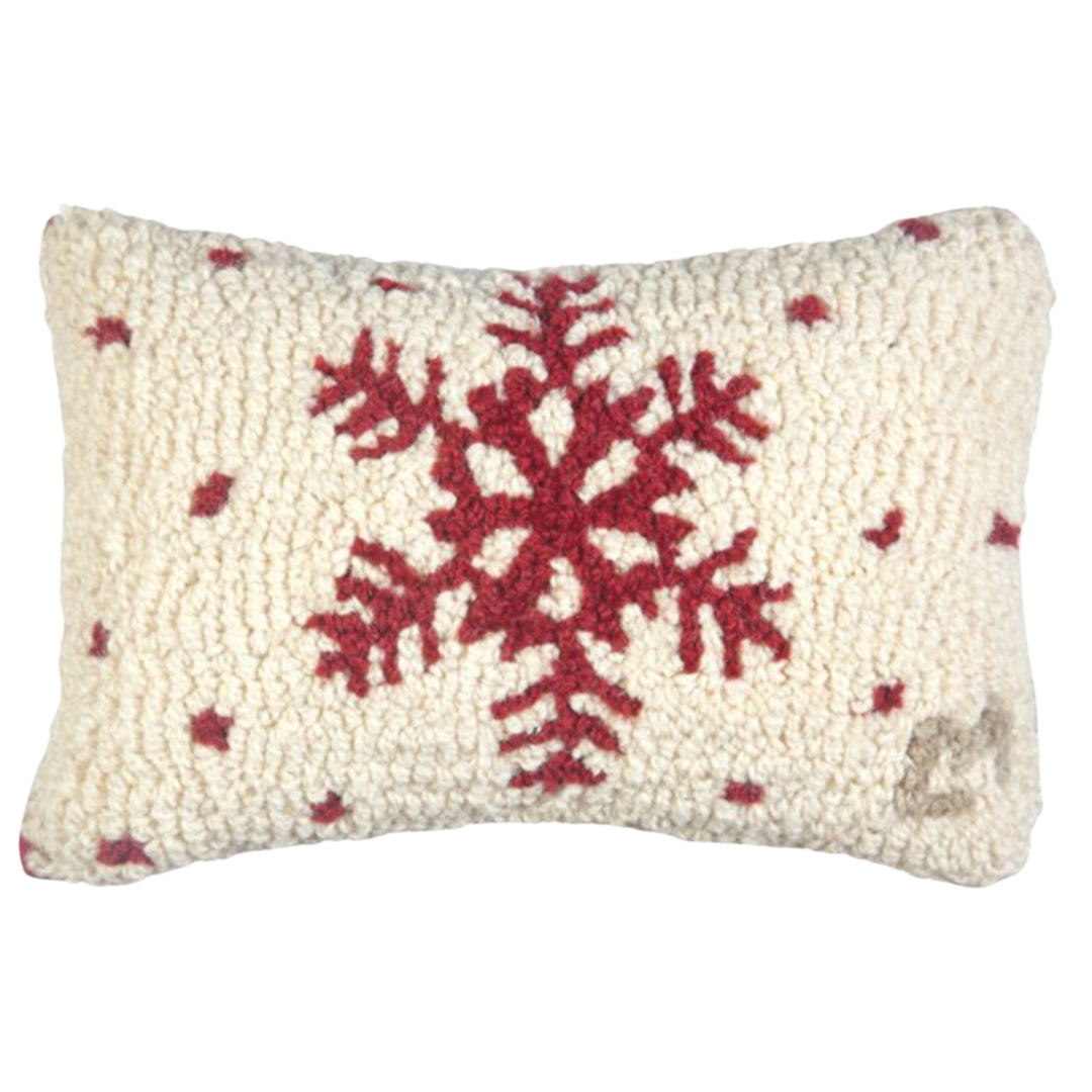 CHANDLER 4 CORNERS Red Flake Hand Hooked Pillow