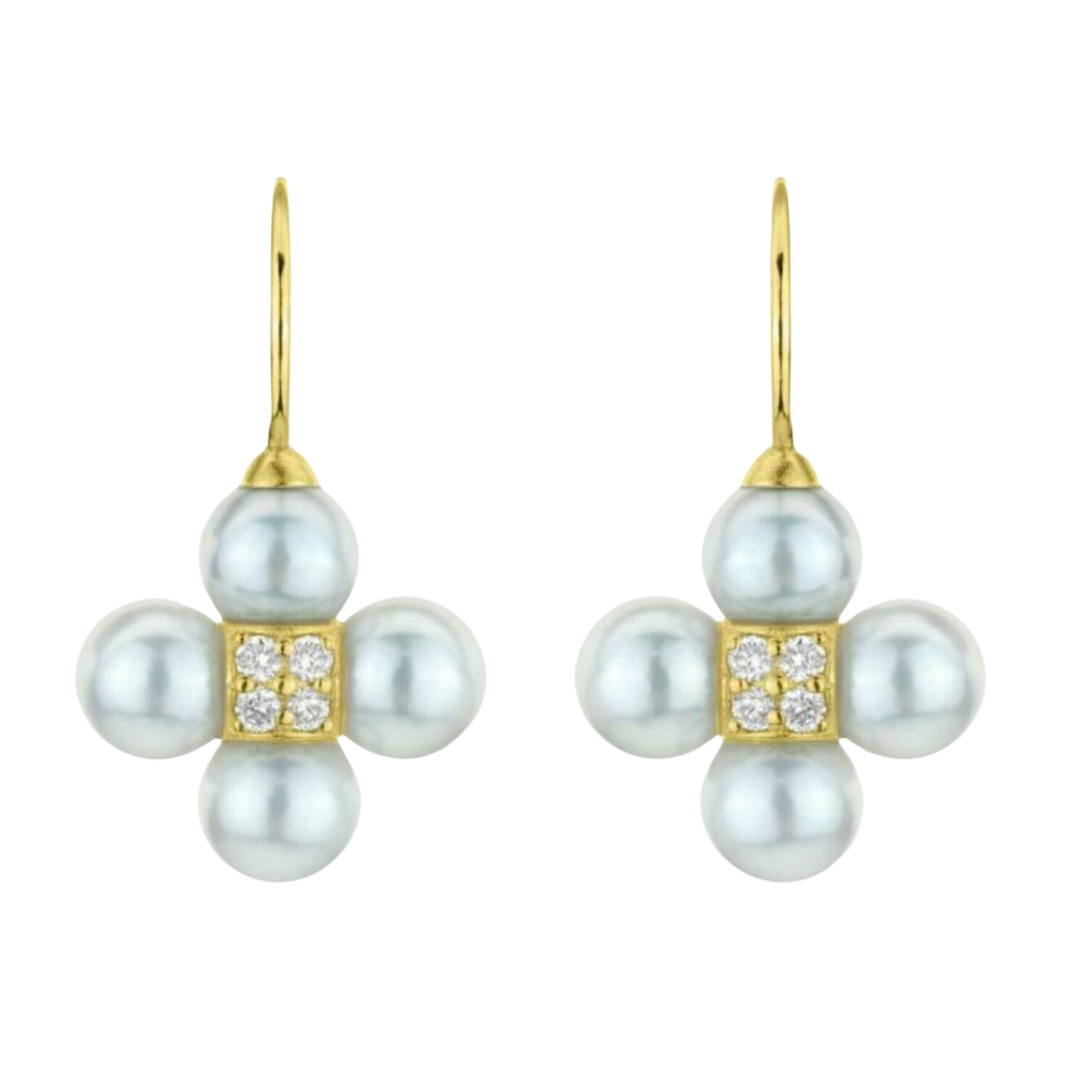 PAUL MORELLI 18K Yellow Gold And Pearl Earrings With Diamonds