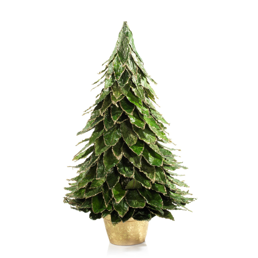 ZODAX Natural Large Leaf Christmas Tree In Gold Pot