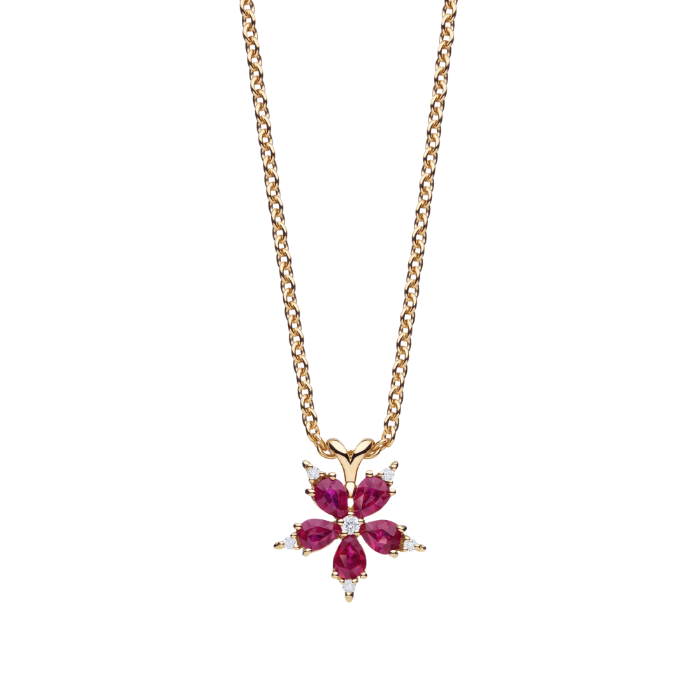 PAUL MORELLI 18K YELLOW GOLD MINI STELLANISE PENDANT WITH DIAMONDS AND RUBY