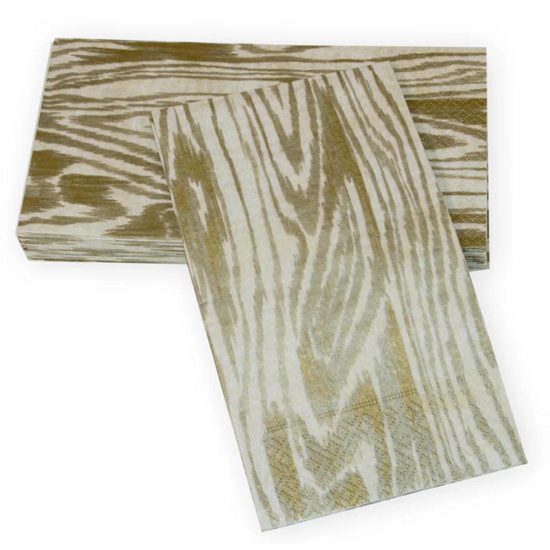 CASPARI Woodgrain Silver And Gold Guest Towel Napkins