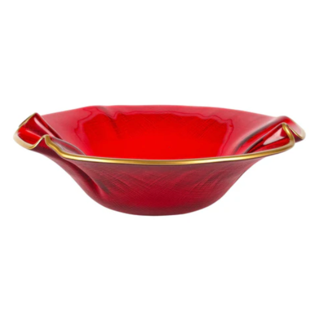 VIETRI Holiday Glass Small Ruffled Bowl