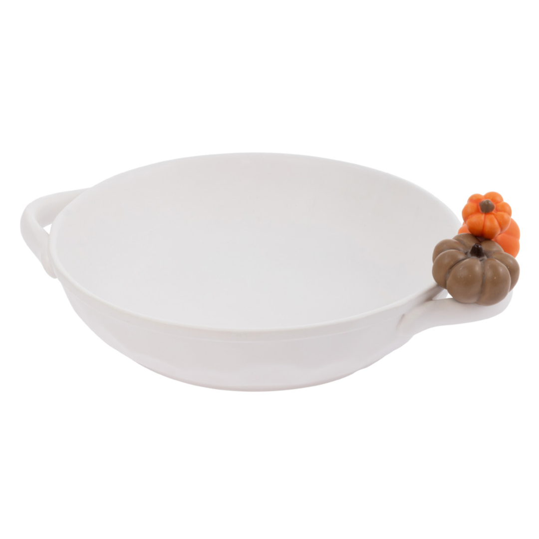 BOSTON INTERNATIONAL White Oval Dish With Pumpkin Accents