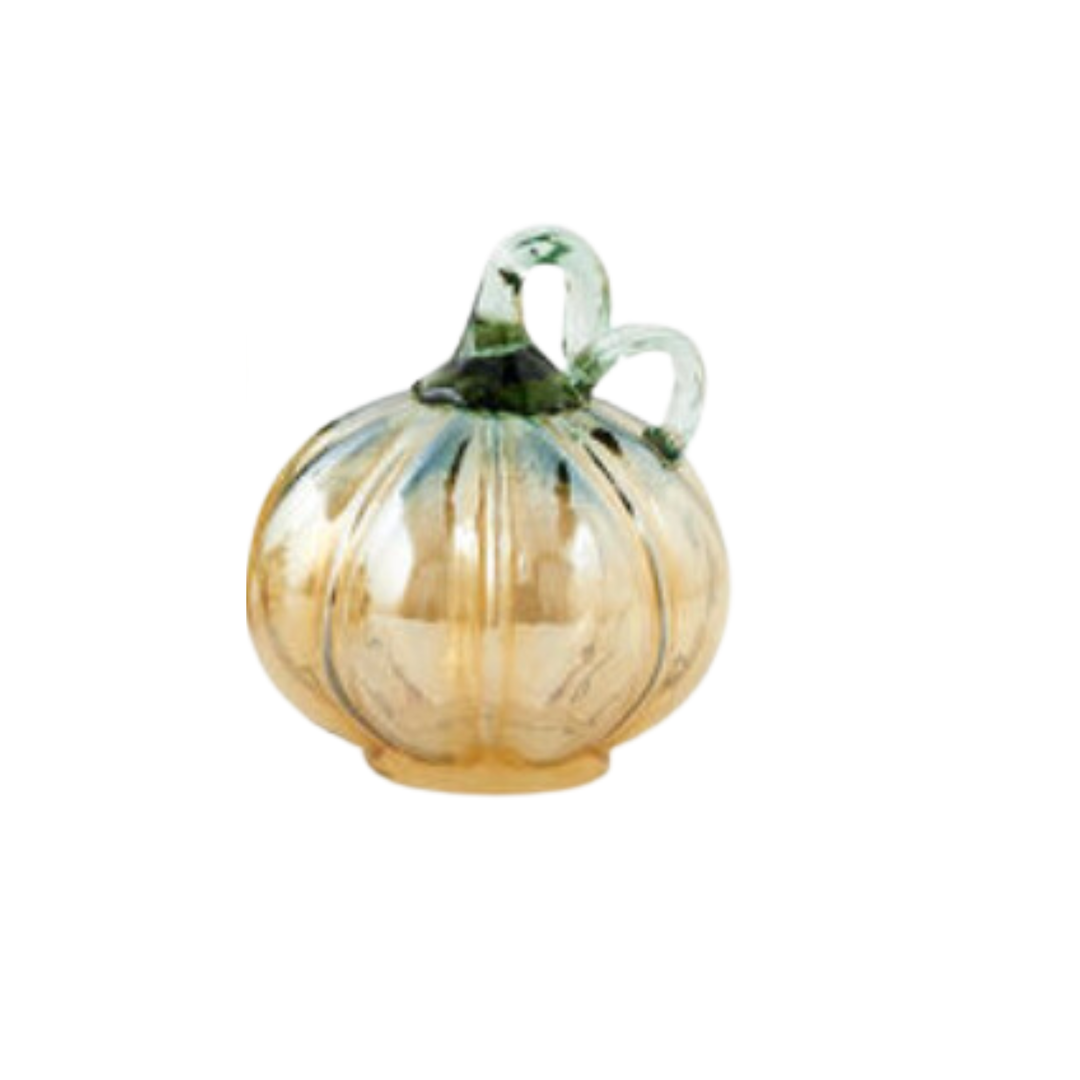 180 DEGREES Iridescent Small Glass Pumpkin 4.5"