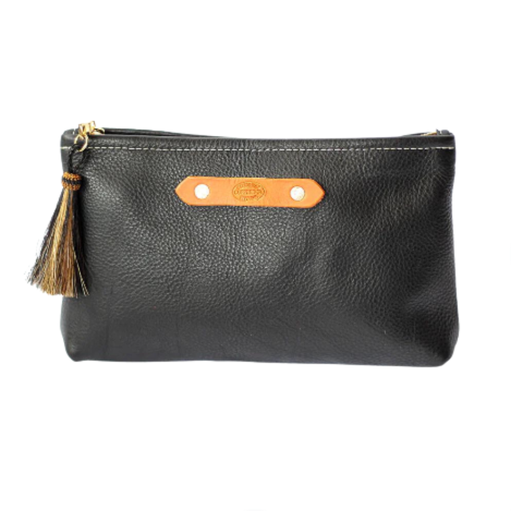 COPPERDOT LEATHER GOODS ZIPPY CLUTCH BLACK CHAP