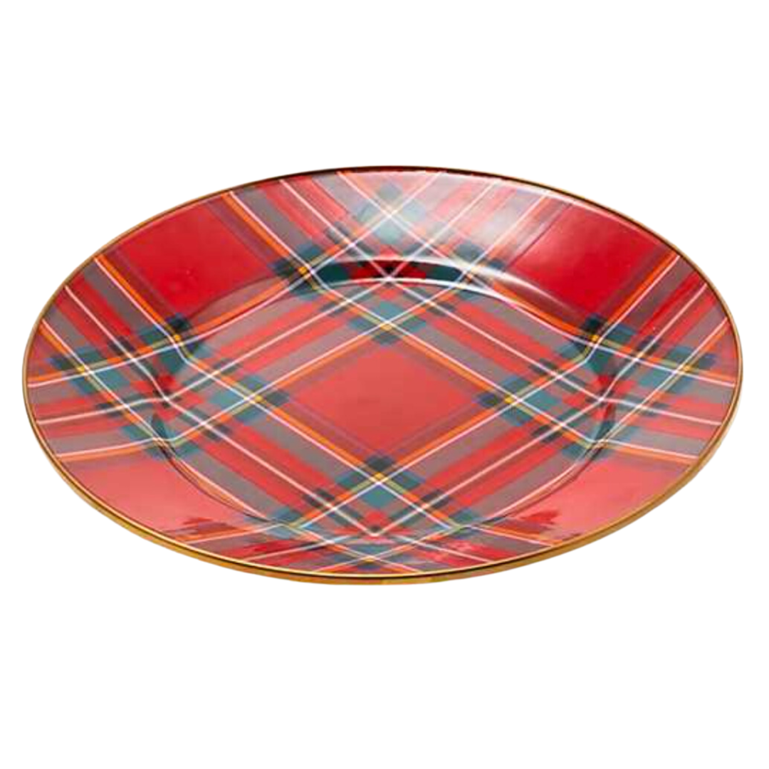 MACKENZIE CHILDS Tartastic Enamel Dinner Plate - Red