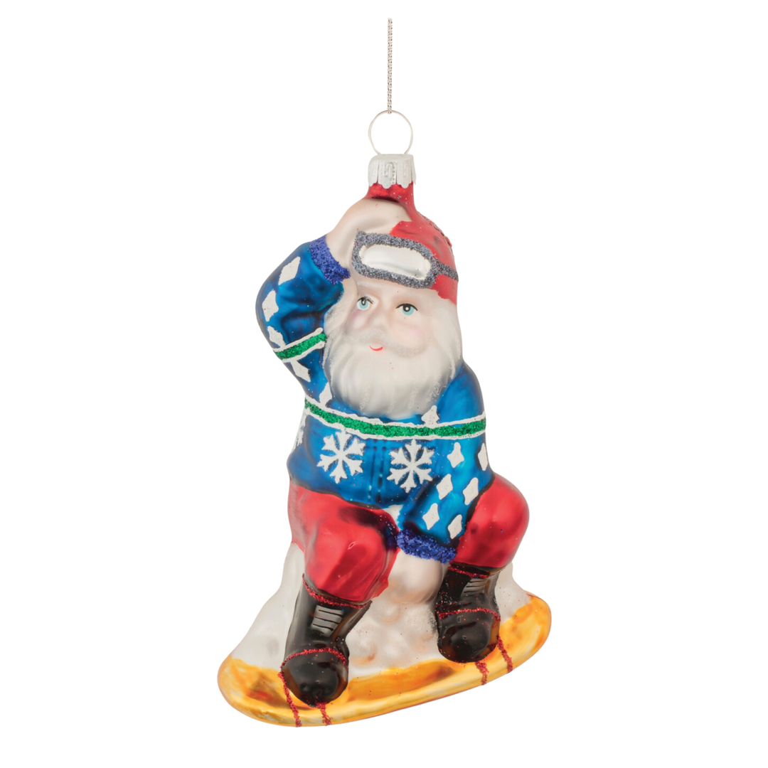 MELROSE Snowboarding Santa Ornament