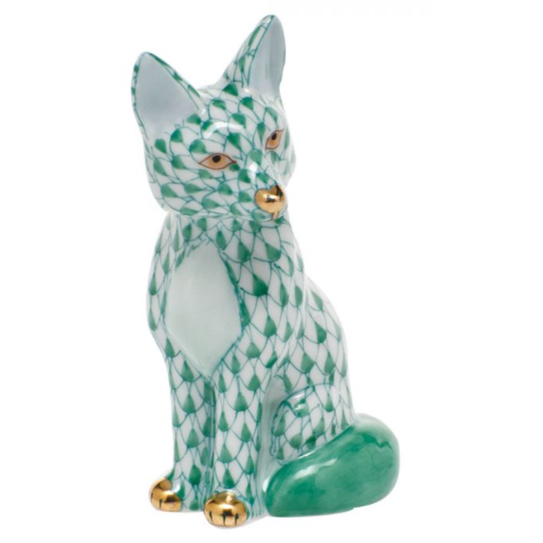 HEREND Sitting Fox GREEN