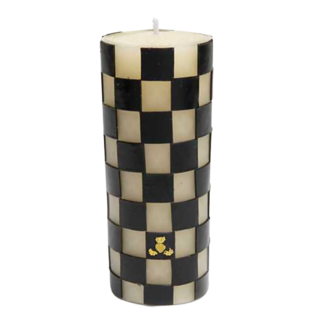 MACKENZIE CHILDS Black Check Pillar Candle