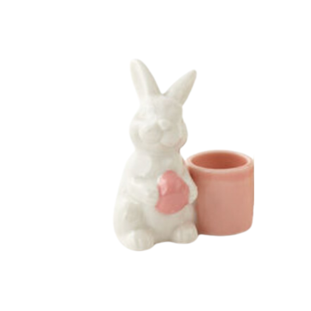 180 DEGREES Bunny Pink Ceramic Candle Holder 2.5"