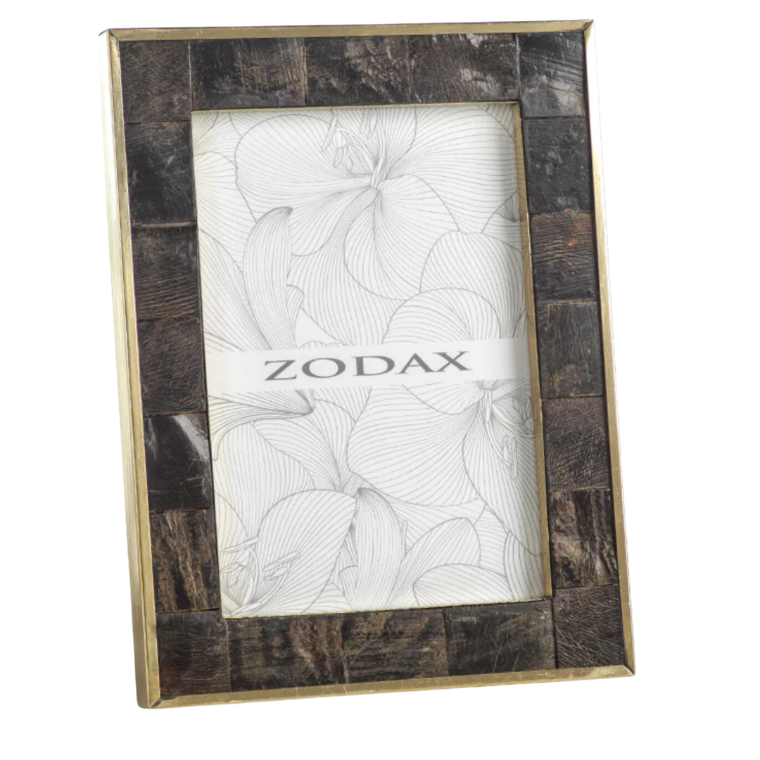 ZODAX Natural Horn Frame With Brass Trim