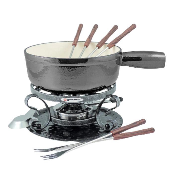 SWISSMAR Metallic Black 9PC Lugano Fondue Cookware