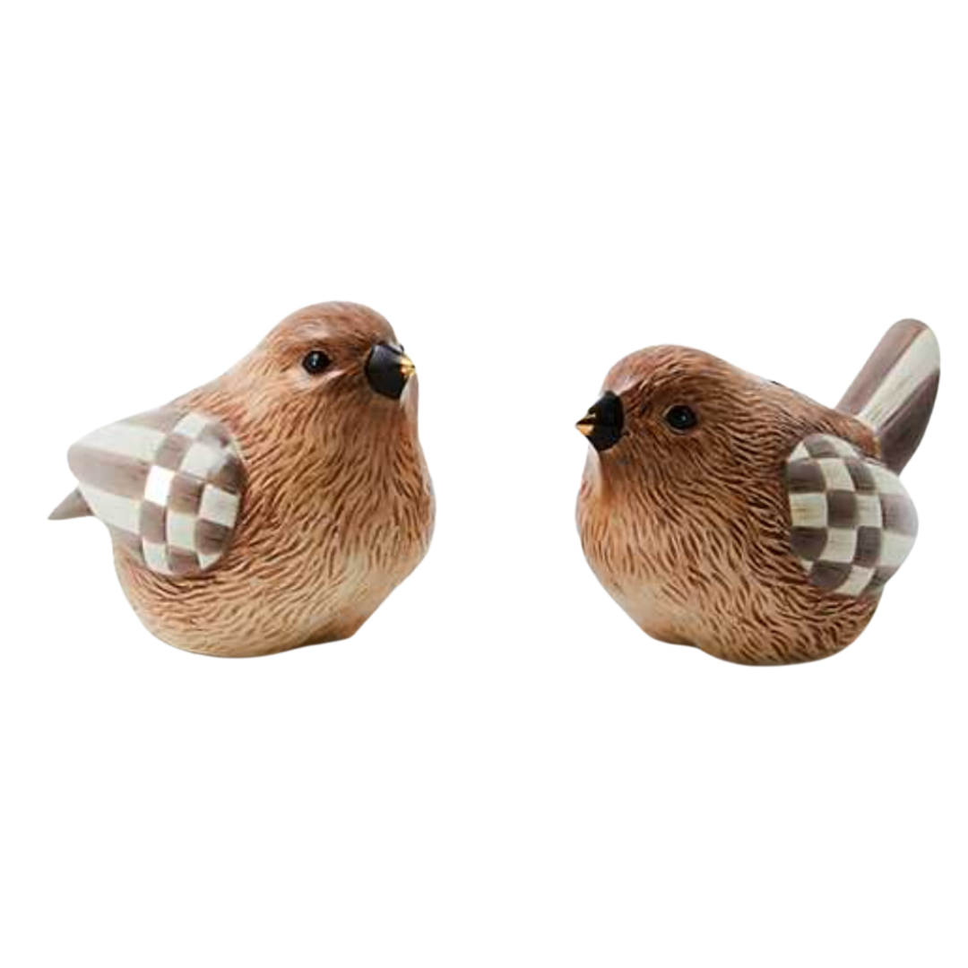 MACKENZIE CHILDS Autumnology Ceramic Bird Salt And Pepper Set