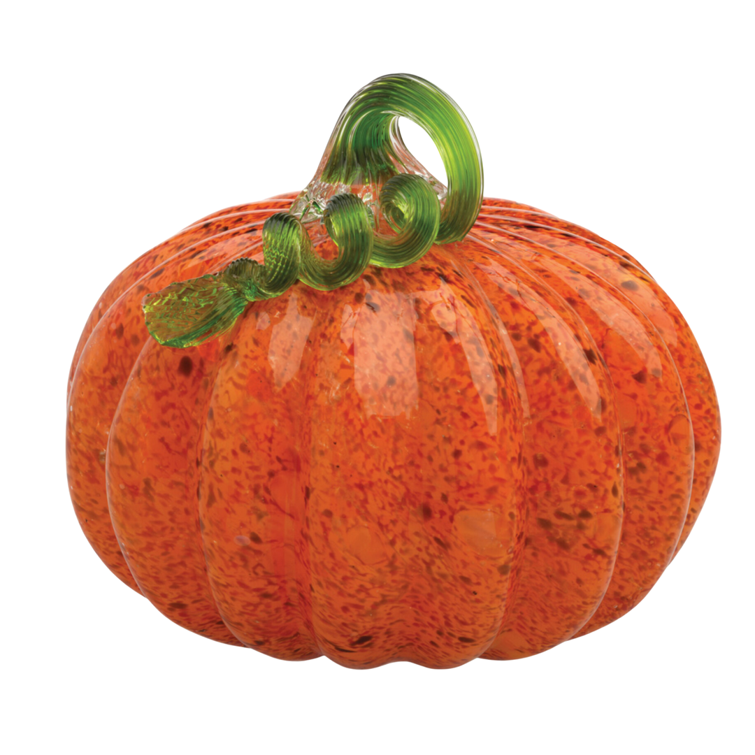 BOSTON INTERNATIONAL Gallery Glass Pumpkins Orange with Green Stem