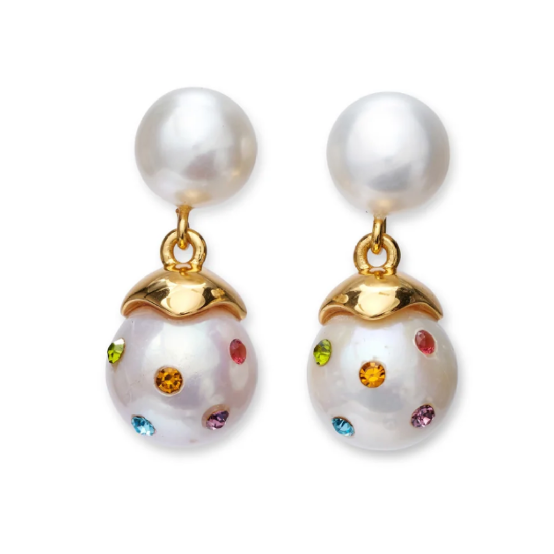 LIZZIE FORTUNATO Confetti White Drop Earrings