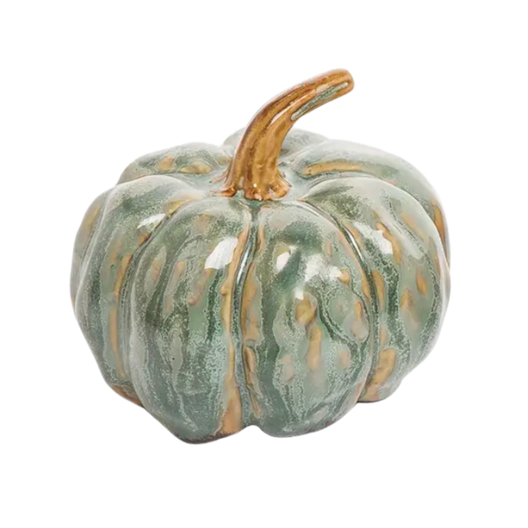 C&F HOME Fall Harvest Art Glaze Pumpkin Figurine - Green