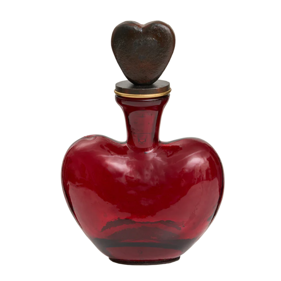 JAN BARBOGLIO Dos Corazones Red Decanter With Heart Stopper