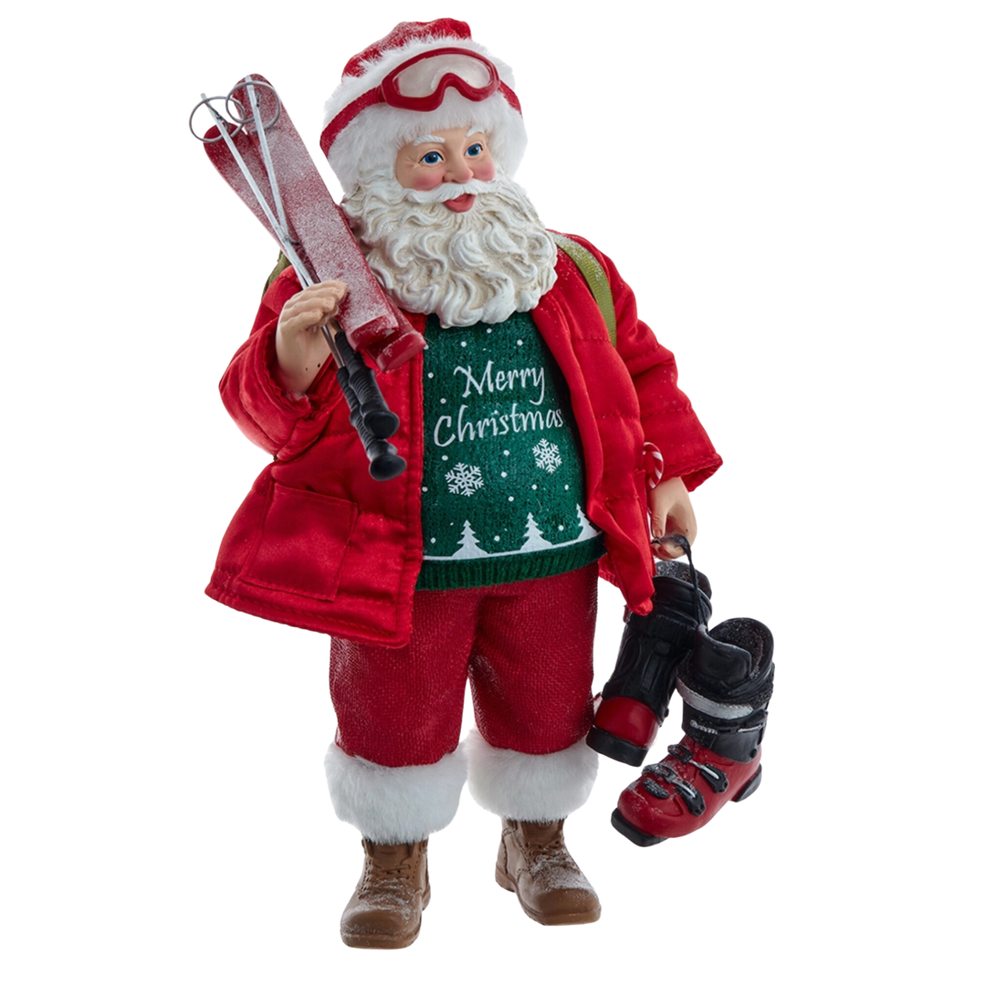 KURT ADLER Fabulous Santa Skier With Backpack