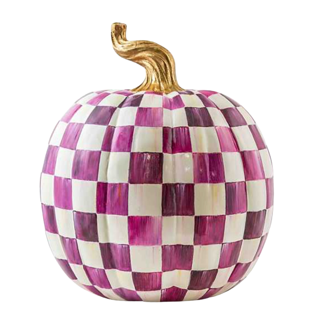 MACKENZIE CHILDS Large Plum Check Pumpkin