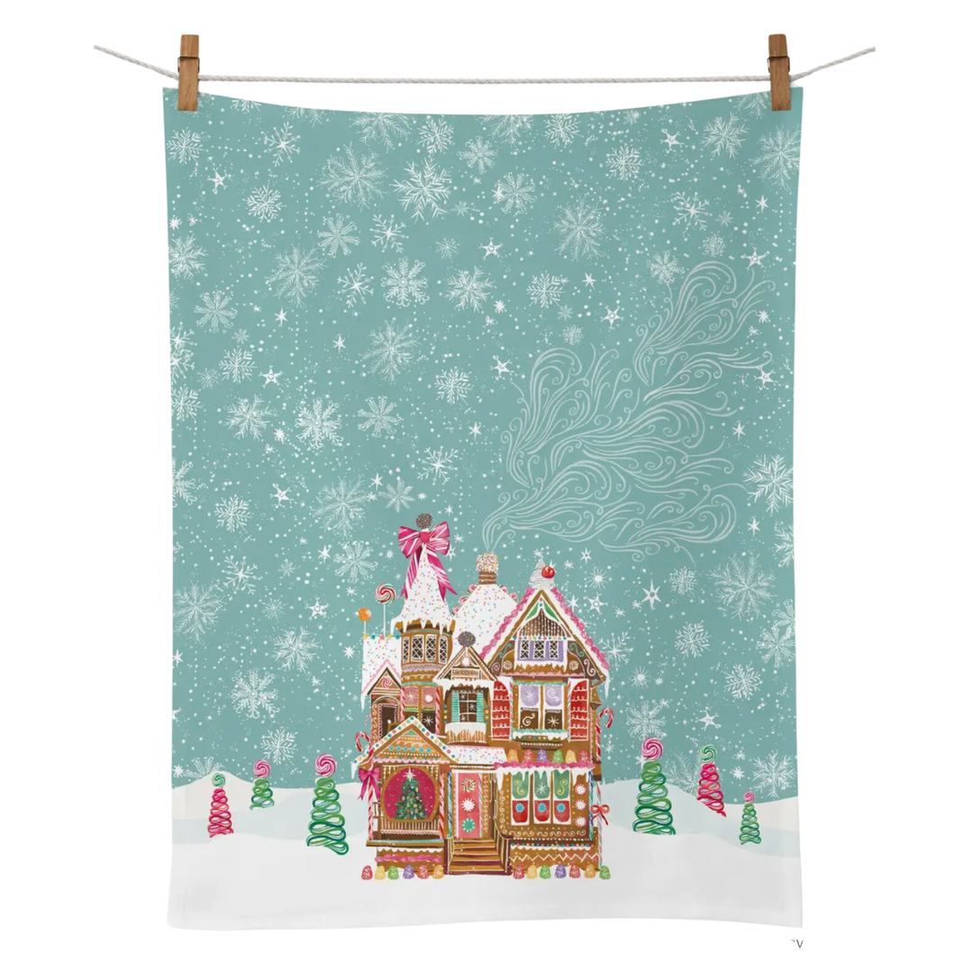 WERKSHOPPE Gingerbread House Cotton Tea Towel