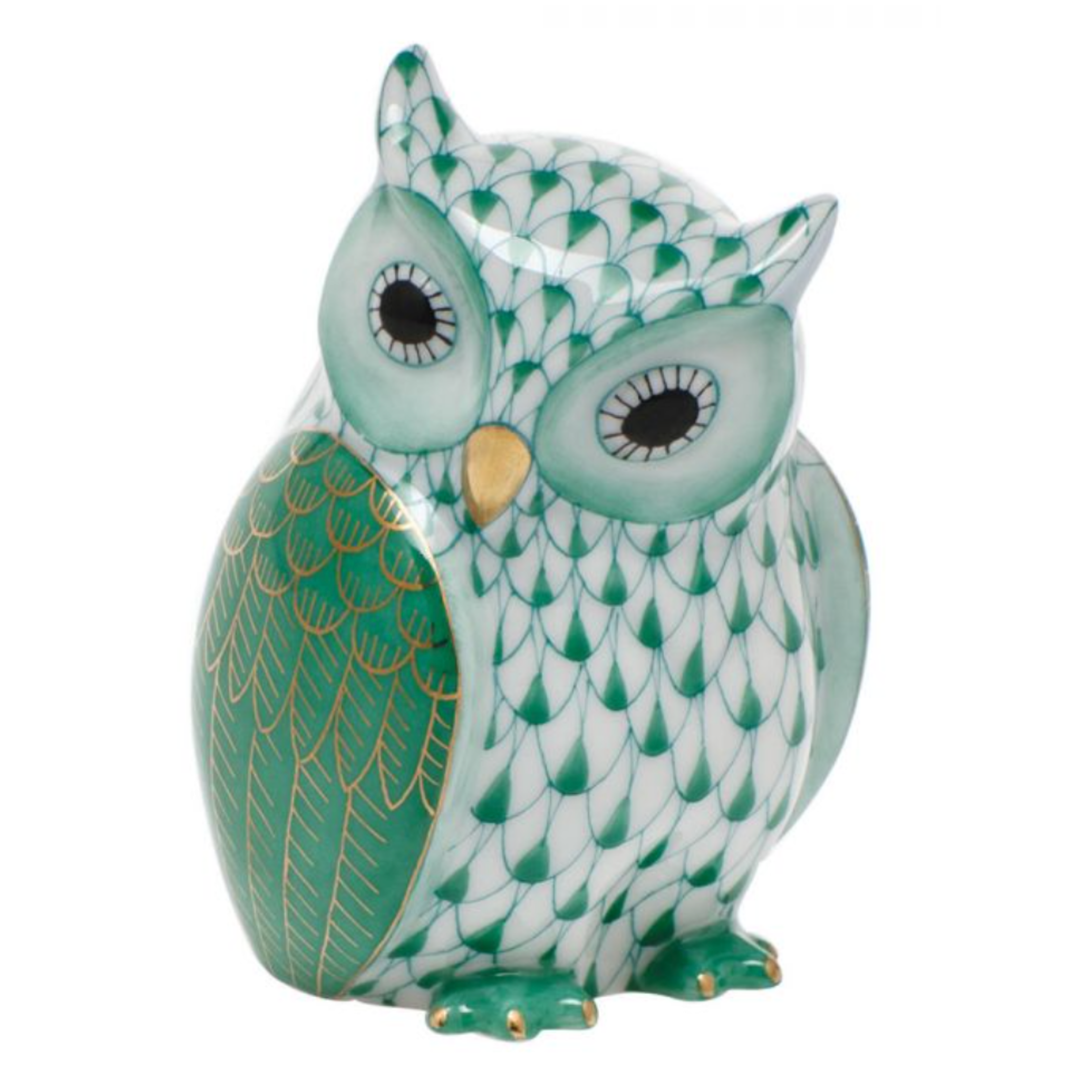 HEREND Mother Owl GREEN