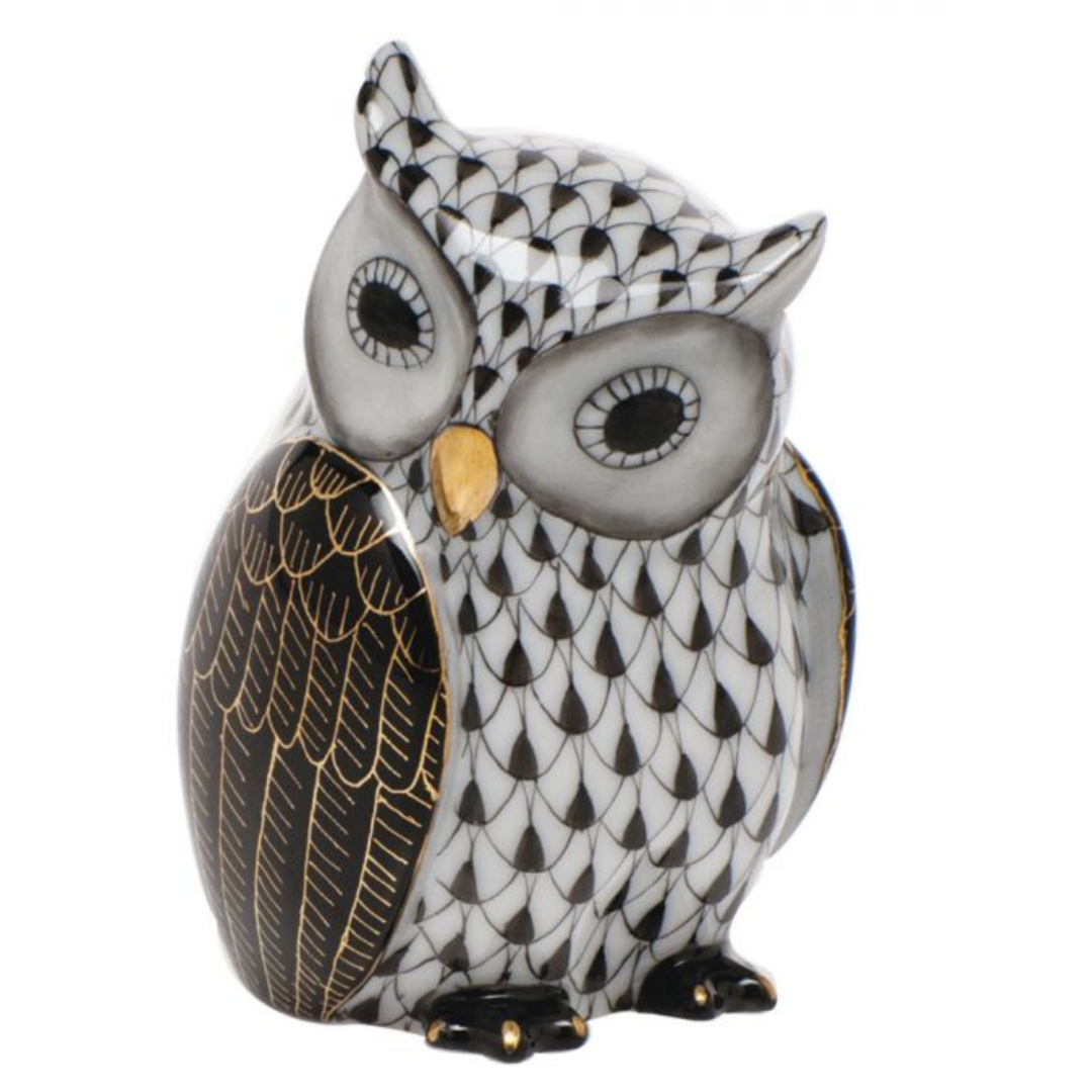 HEREND Mother Owl BLACK