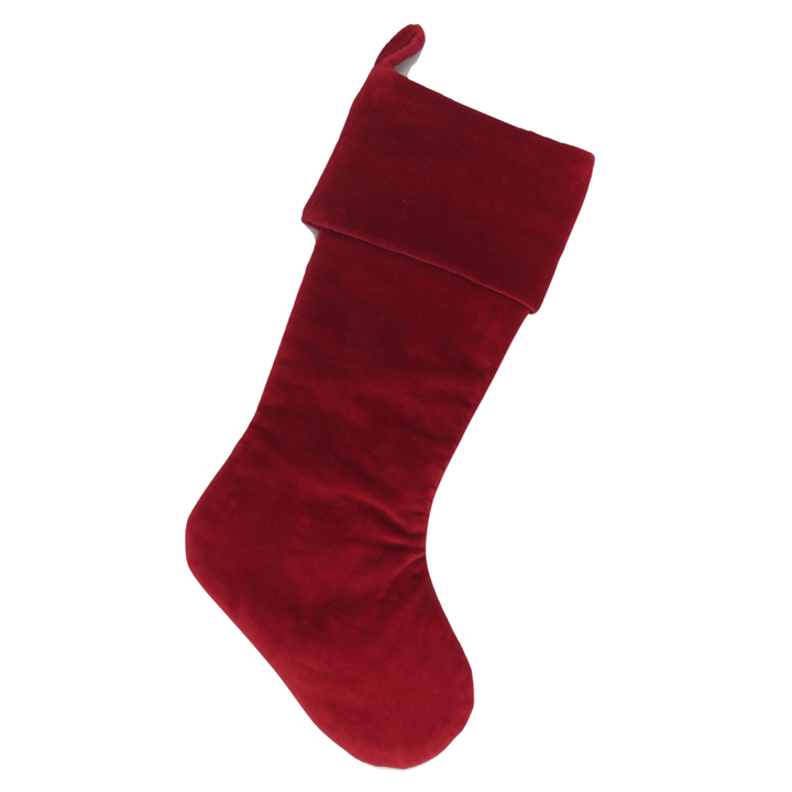 ARCADIA HOME Handmade Garnet Red Velvet Christmas Stocking