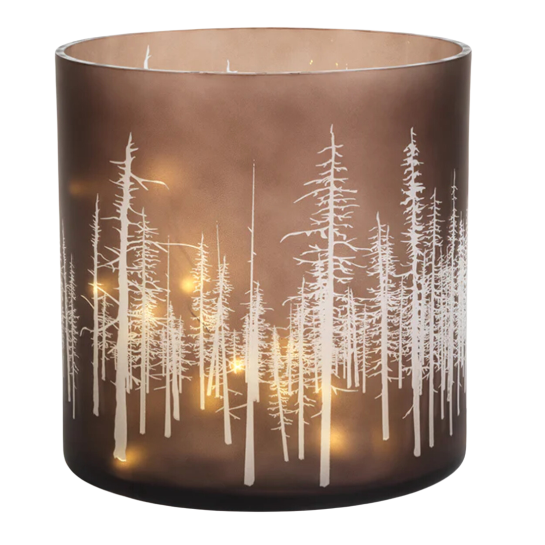 ZODAX Birch Etched Large Hurricane LED Candle