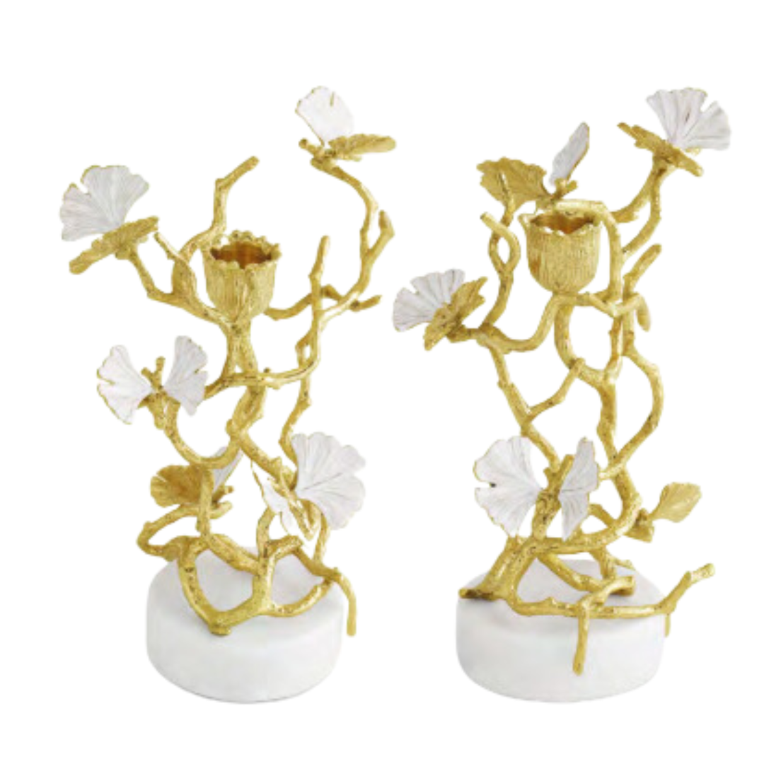 MICHAEL ARAM Butterfly Ginkgo Gold Candleholders