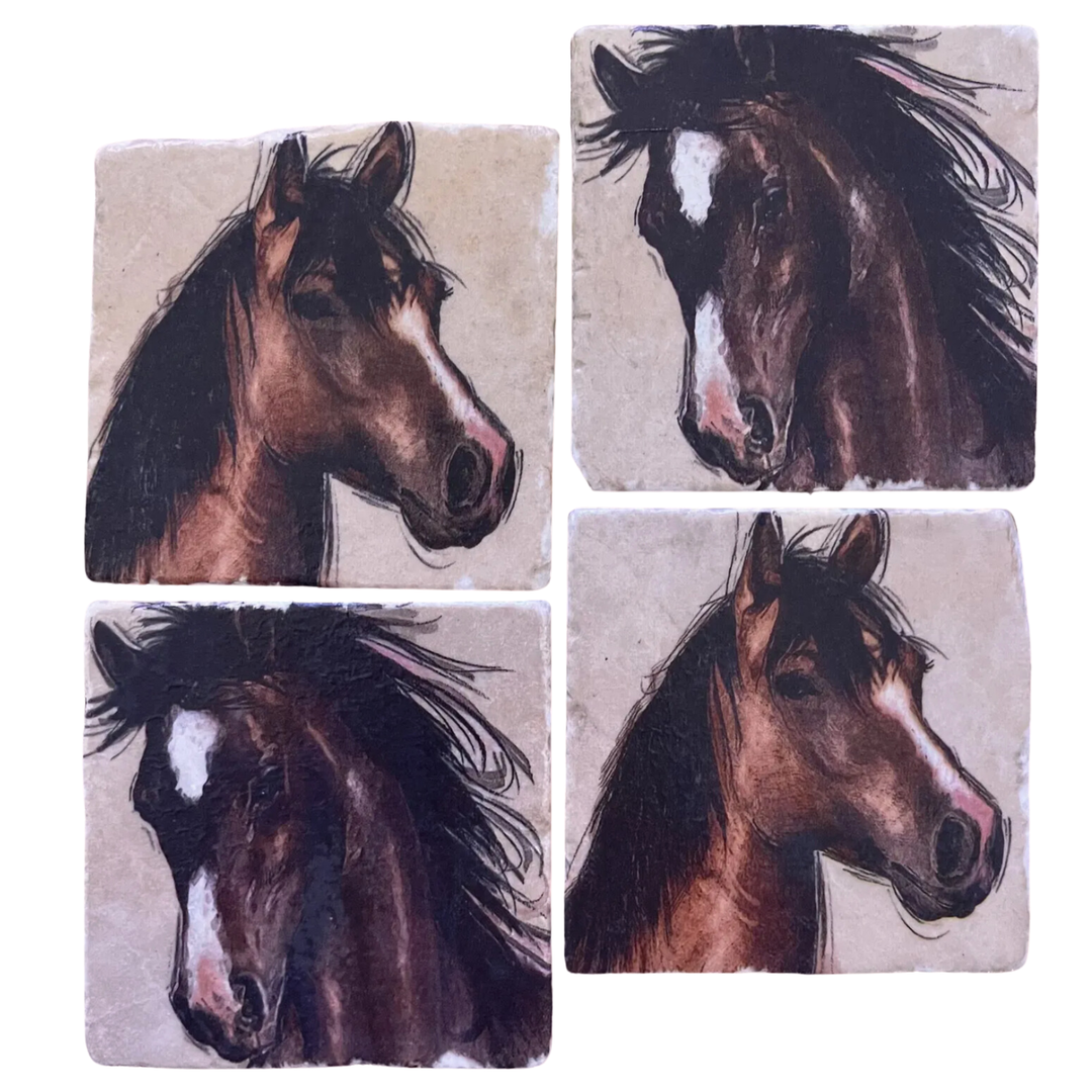 COASTER JUNKIE DESIGNS Amy And Lucy Horse Coaster Set Of 4