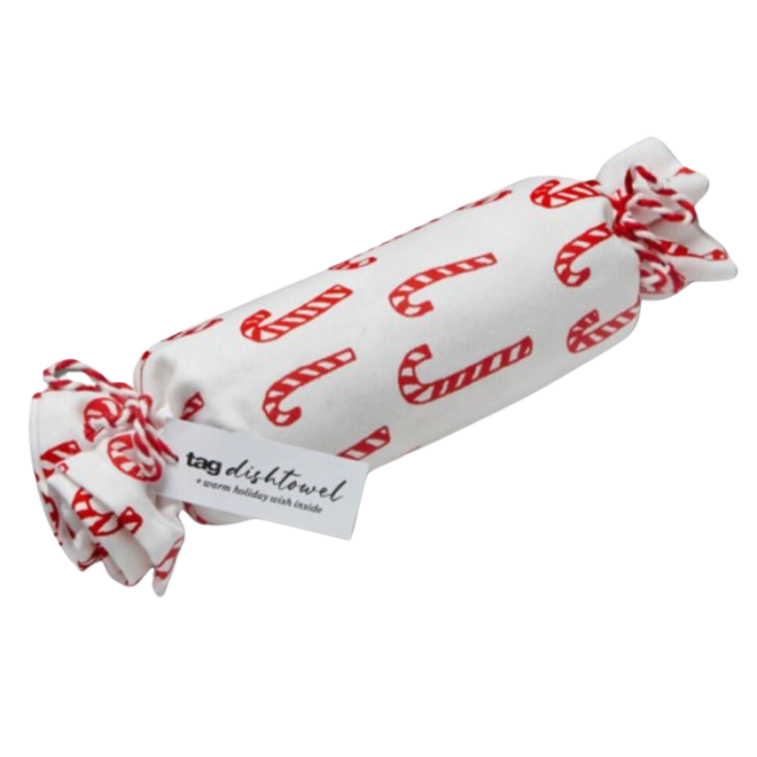 TAG Candy Cane Cracker Dishtowel