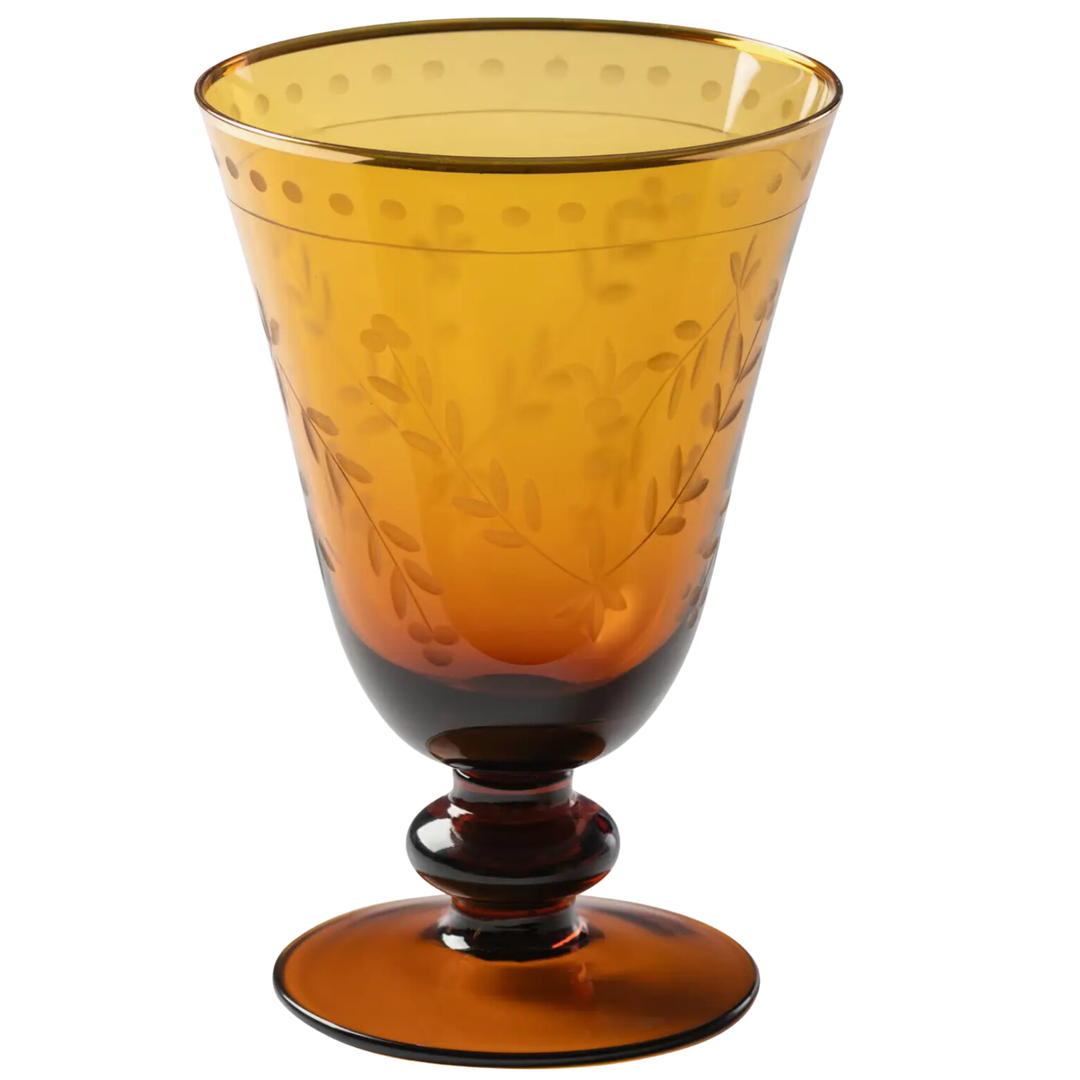 KARMA Honey Gold Etched Wine Glass