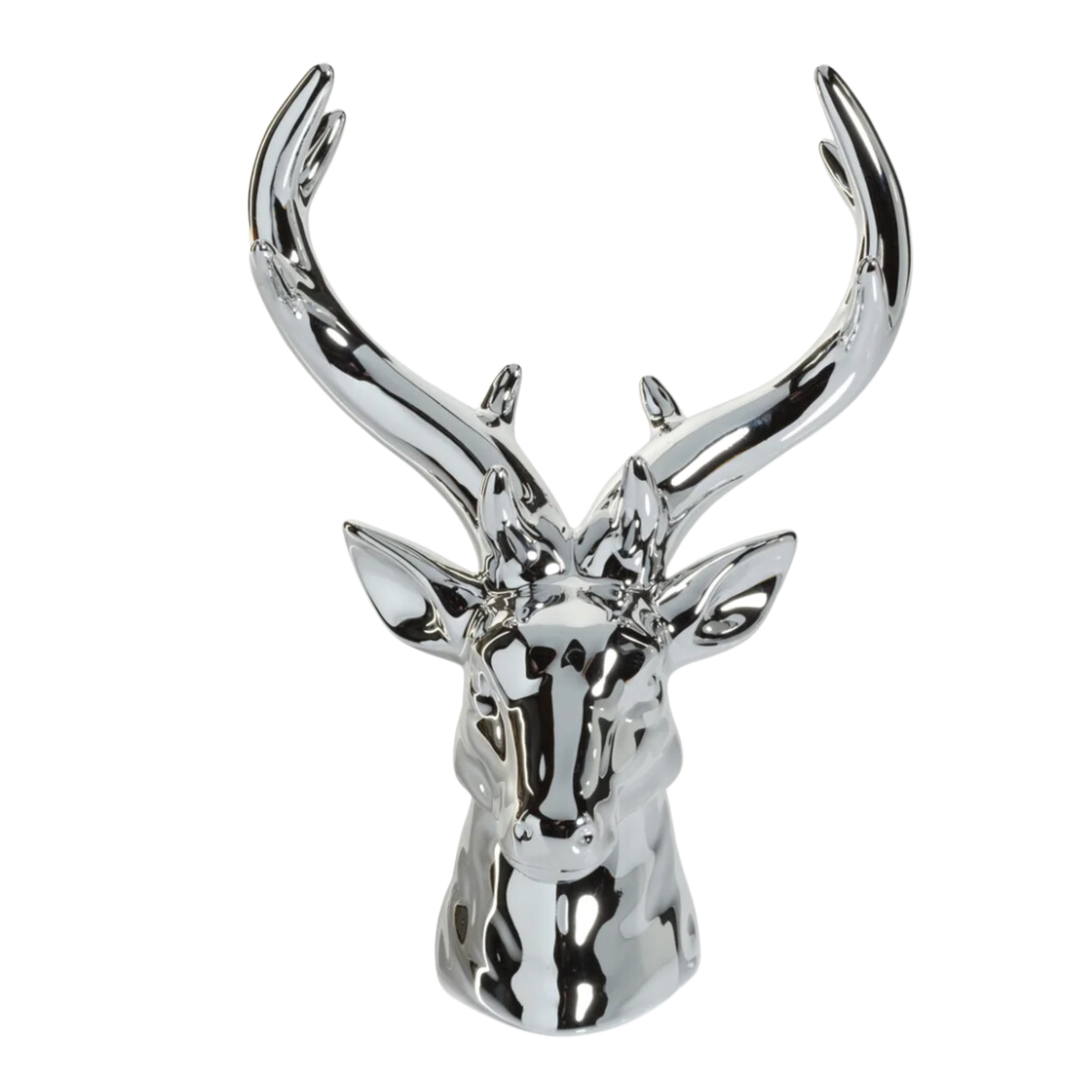 ZODAX Rocky Mountain Small Silver Ceramic Stag Head