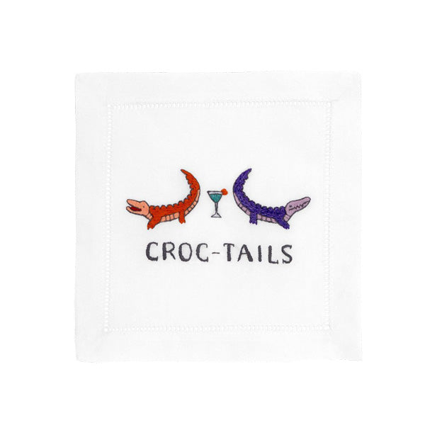 AUGUST MORGAN Crock-Tails Cocktail Napkin Set of 4ROC-TAILS COCKTAIL NAPKIN SET/4