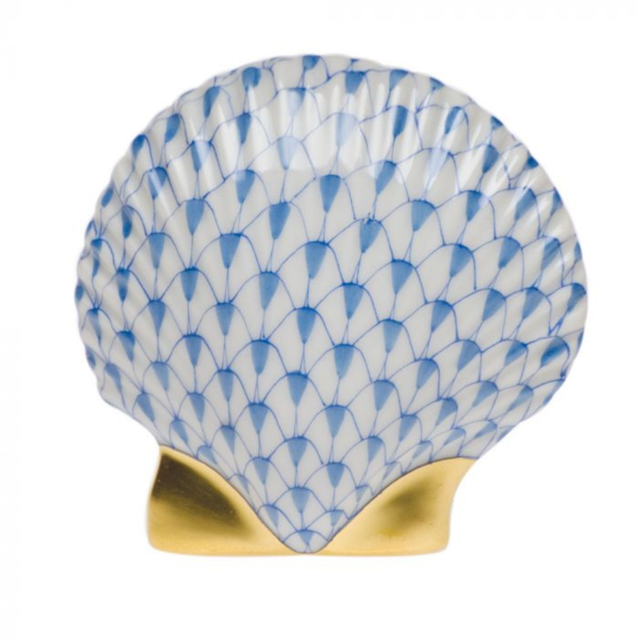 HEREND Miniature Scallop Shell BLUE