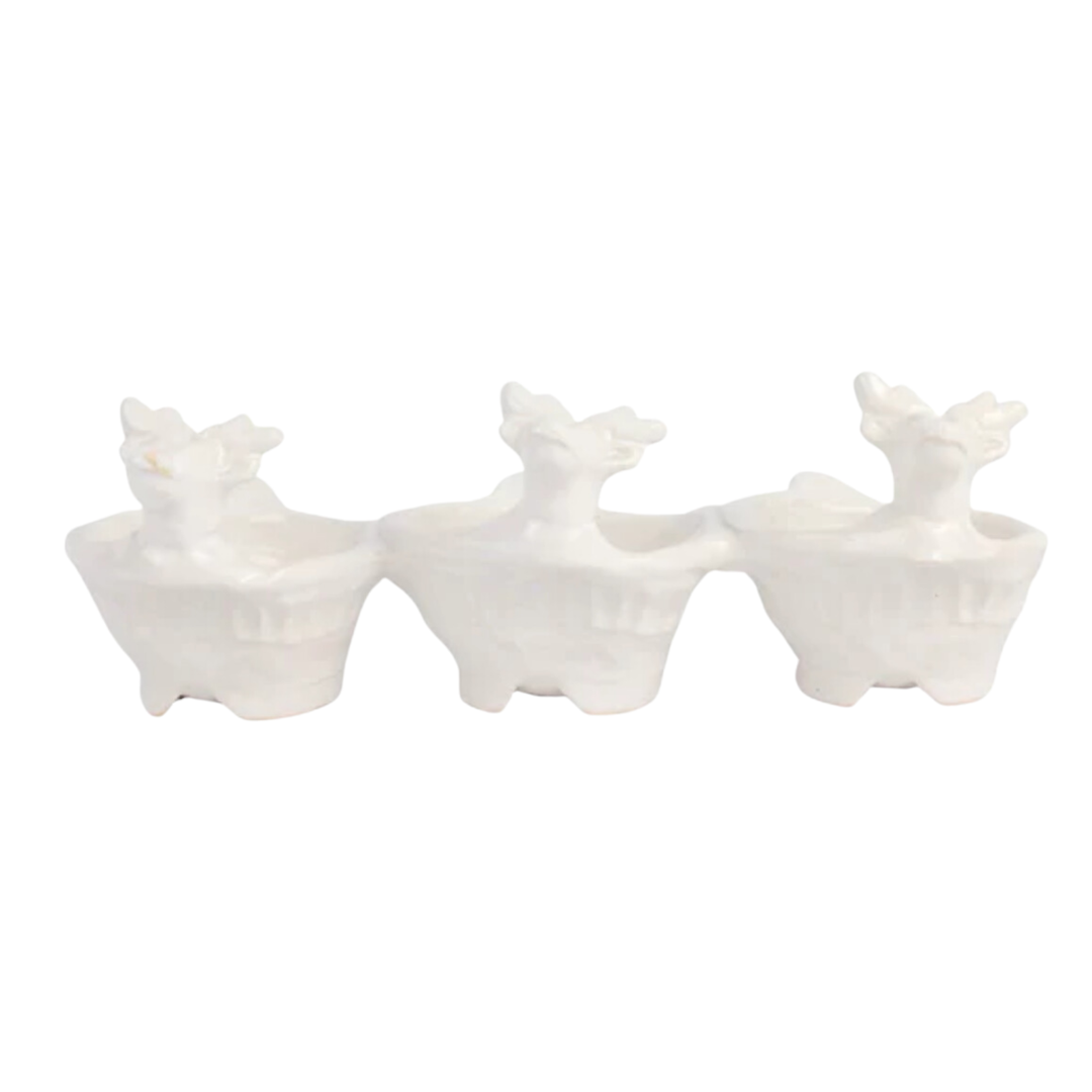 VIETRI Pietra Natale Figural Deer Three Part Server