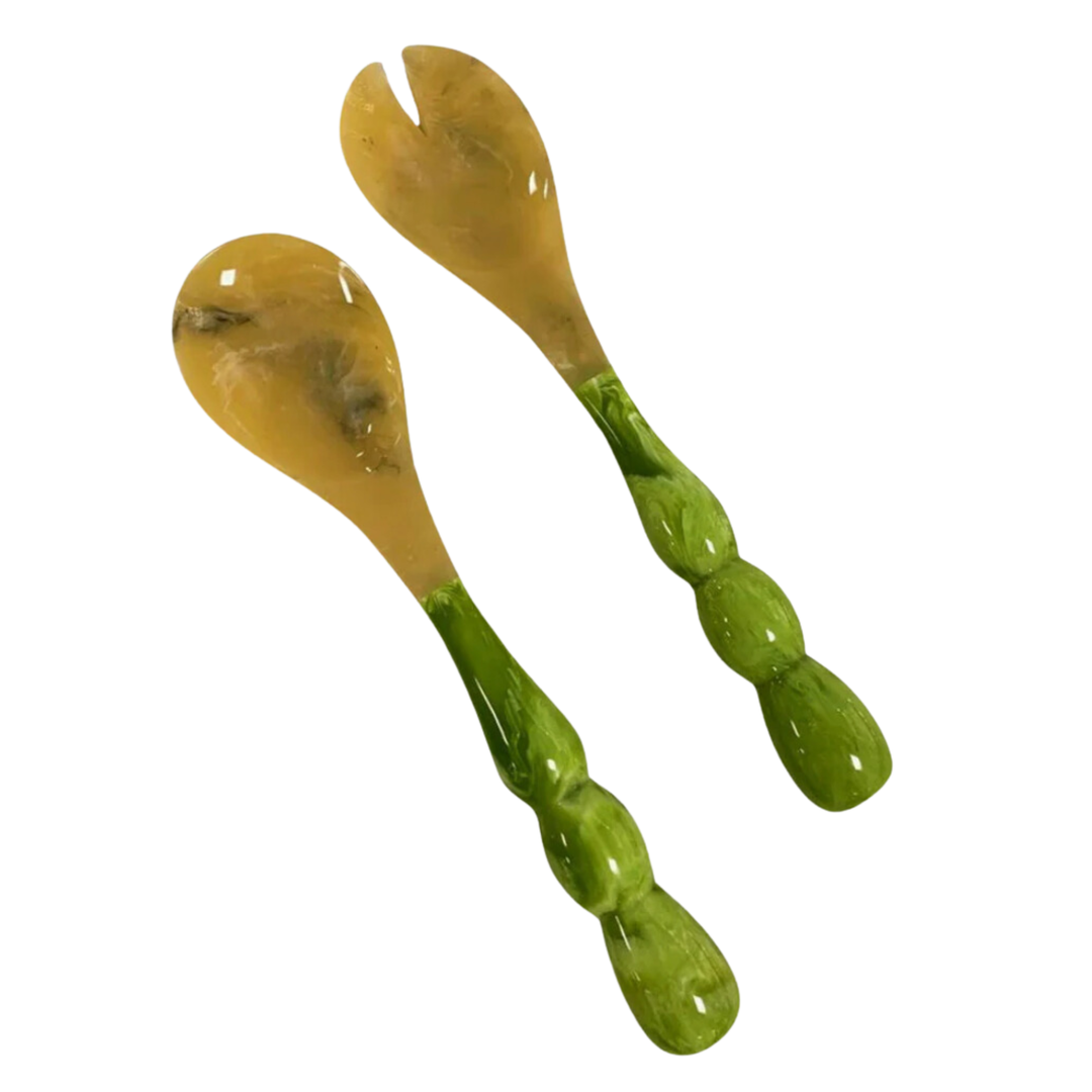 BEATRIZ BALL Oprah's Favorite Things Resin Rio Green Bubble Salad Servers