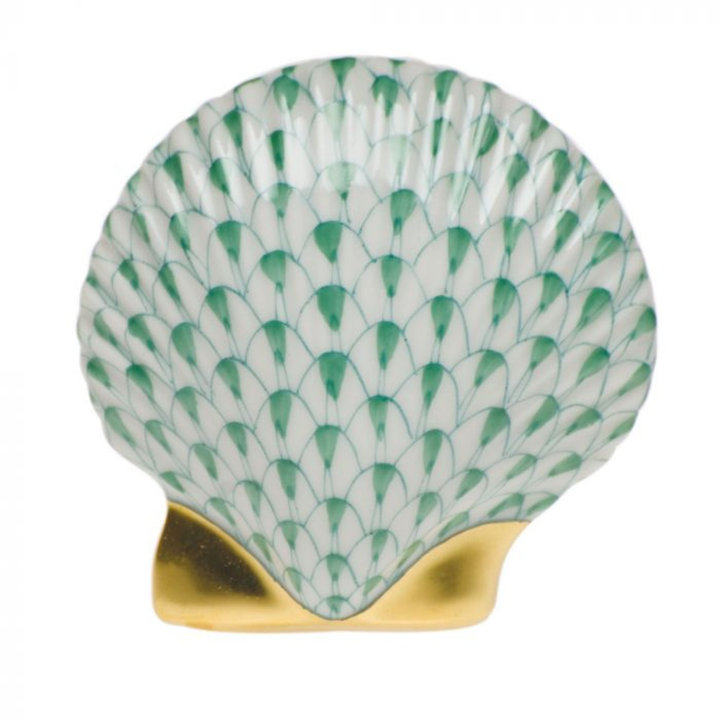 HEREND Miniature Scallop Shell GREEN