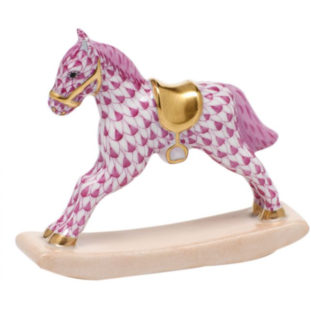 HEREND Rocking Horse RASPBERRY